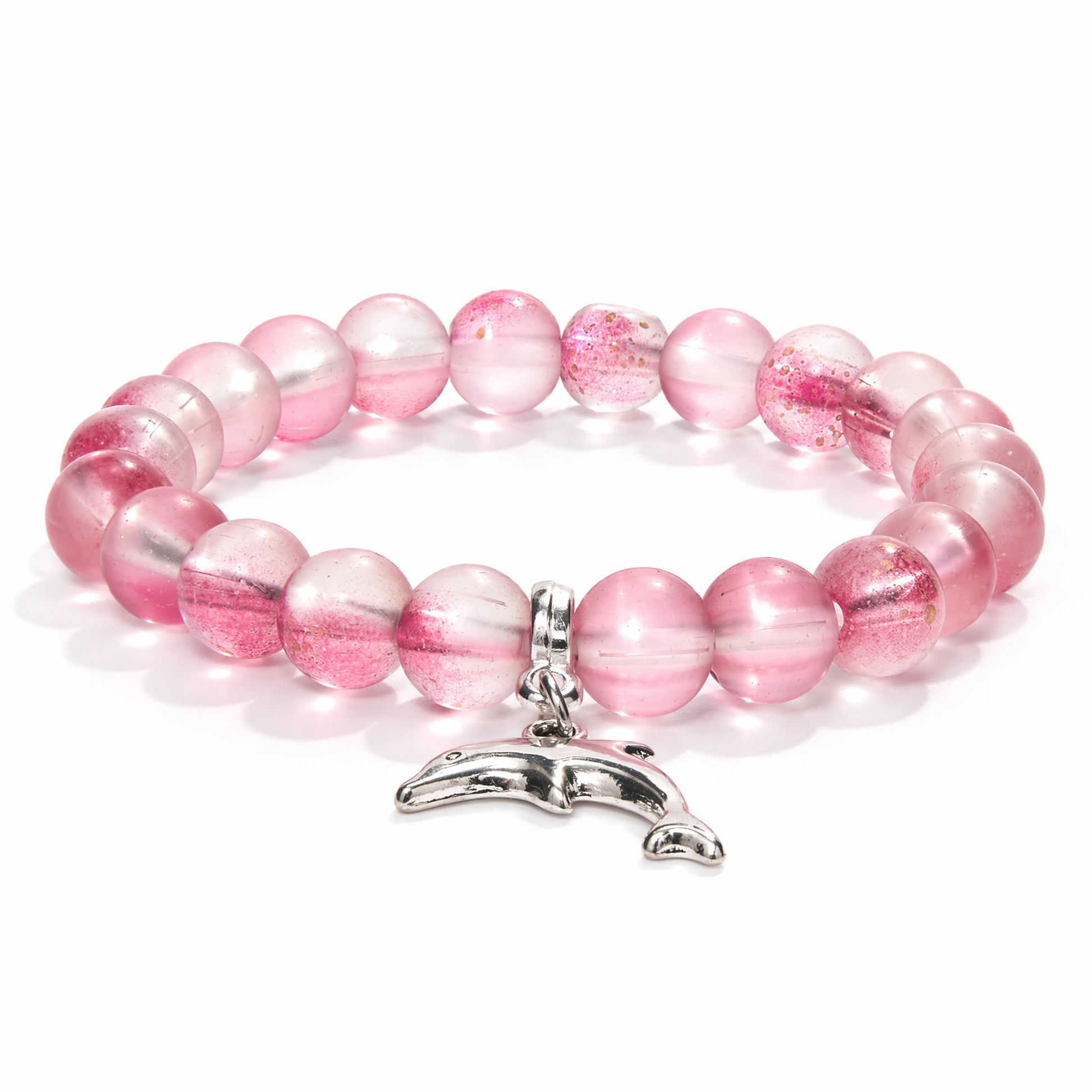 Protect Dolphins & Marine Life Rescue Bracelet – Recycled 8mm Frosted Gold-Speckled Glass Beads - image 0