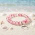 Protect Dolphins & Marine Life Rescue Bracelet – Recycled 8mm Frosted Gold-Speckled Glass Beads - Red - Approx. 6.93"/17.6cm - image 2
