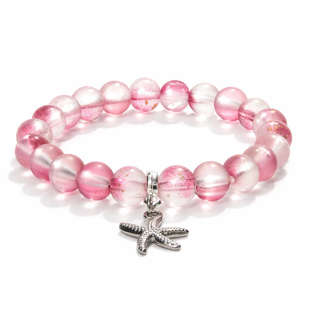 Protect Marine Life Starfish Savior Reborn Bracelet – Recycled 8mm Frosted Gold-Speckled Glass Beads - image 0