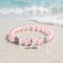 Shell & Whale Tail Save Sea Animals Bracelet – Recycled 8mm Frosted Glass Beads Supporting Ocean Cleanup  - Pink - Approx. 6.93"/17.6cm - image 9