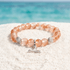 Whale Tail Guardian Bracelet – Recycled 8mm Frosted Gold-Speckled Glass Beads to Save Marine Life - Orange - Approx. 6.93"/17.6cm - image 2
