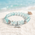 Whale Tail Guardian Bracelet – Recycled 8mm Frosted Gold-Speckled Glass Beads to Save Marine Life - Blue - Approx. 6.93"/17.6cm - image 12