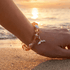 Whale Tail Guardian Bracelet – Recycled 8mm Frosted Gold-Speckled Glass Beads to Save Marine Life - image 1