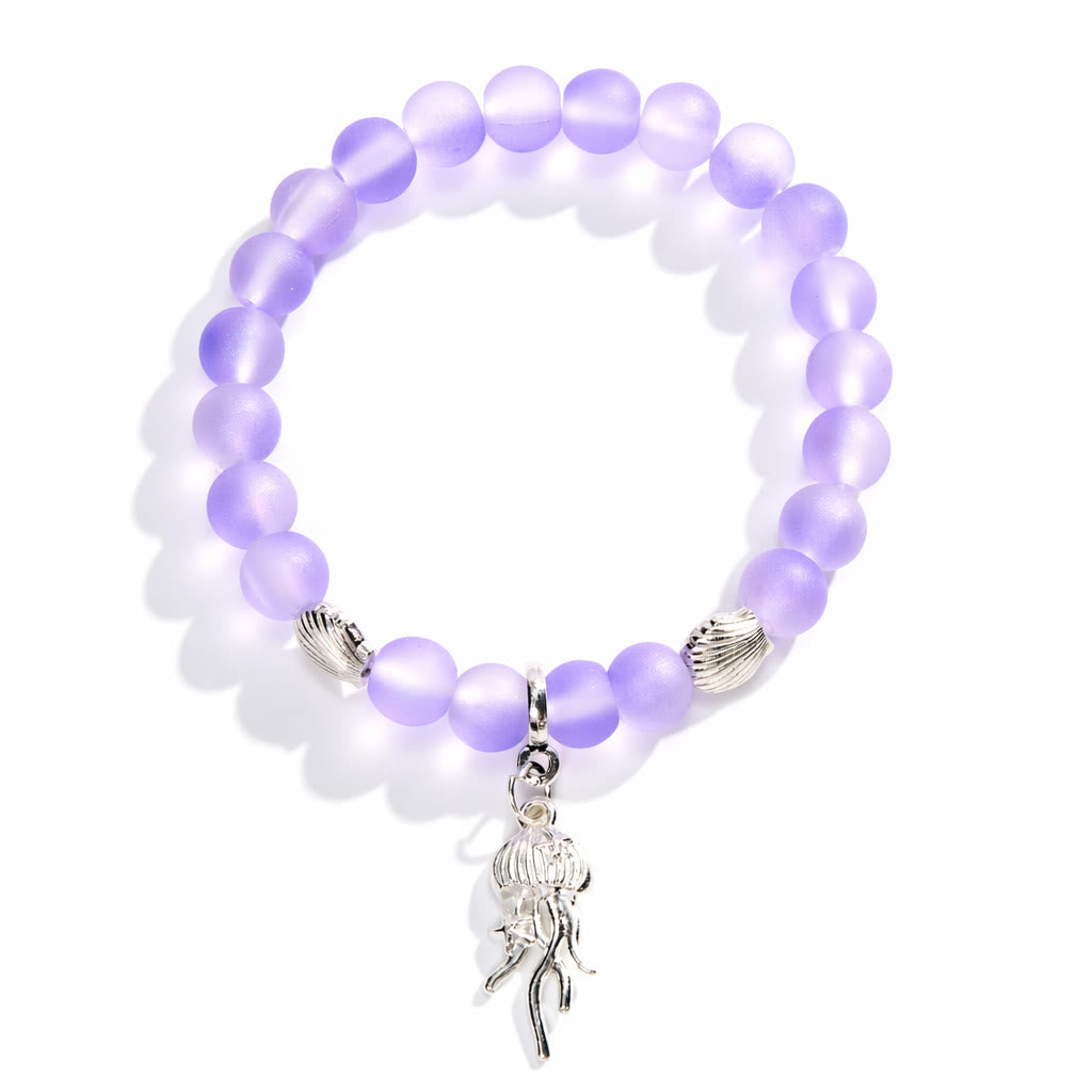 Save The Jellyfish Conservation Bracelet – Recycled 8mm Frosted Glass Beads From Ocean Waste - image 12
