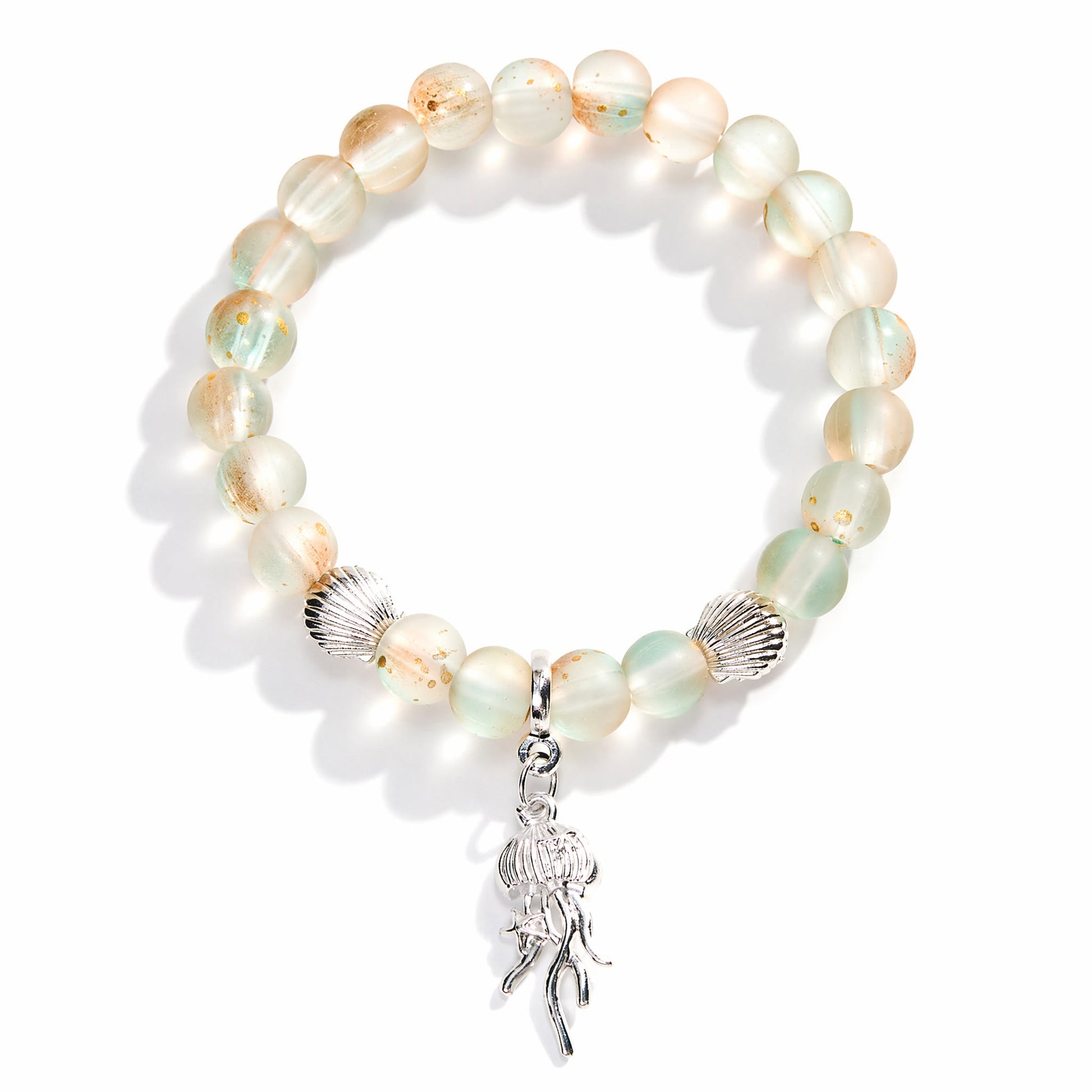 Ocean Cleanup Protect Marine Life Jellyfish Bracelet – Recycled 8mm Frosted Gold-Speckled Glass Beads - image 13