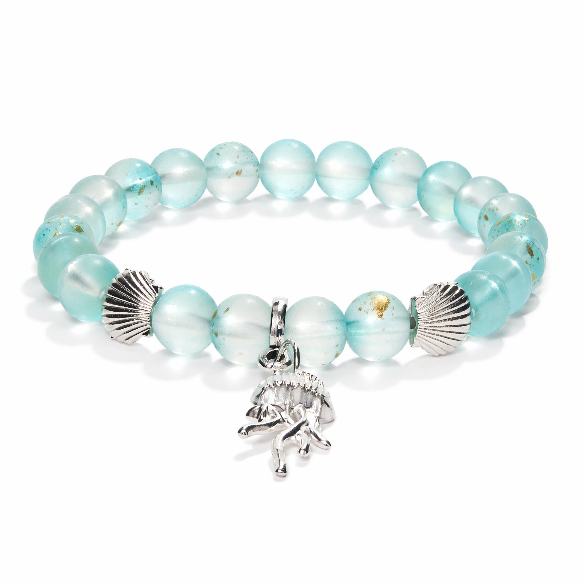 Ocean Cleanup Protect Marine Life Jellyfish Bracelet – Recycled 8mm Frosted Gold-Speckled Glass Beads - image 0
