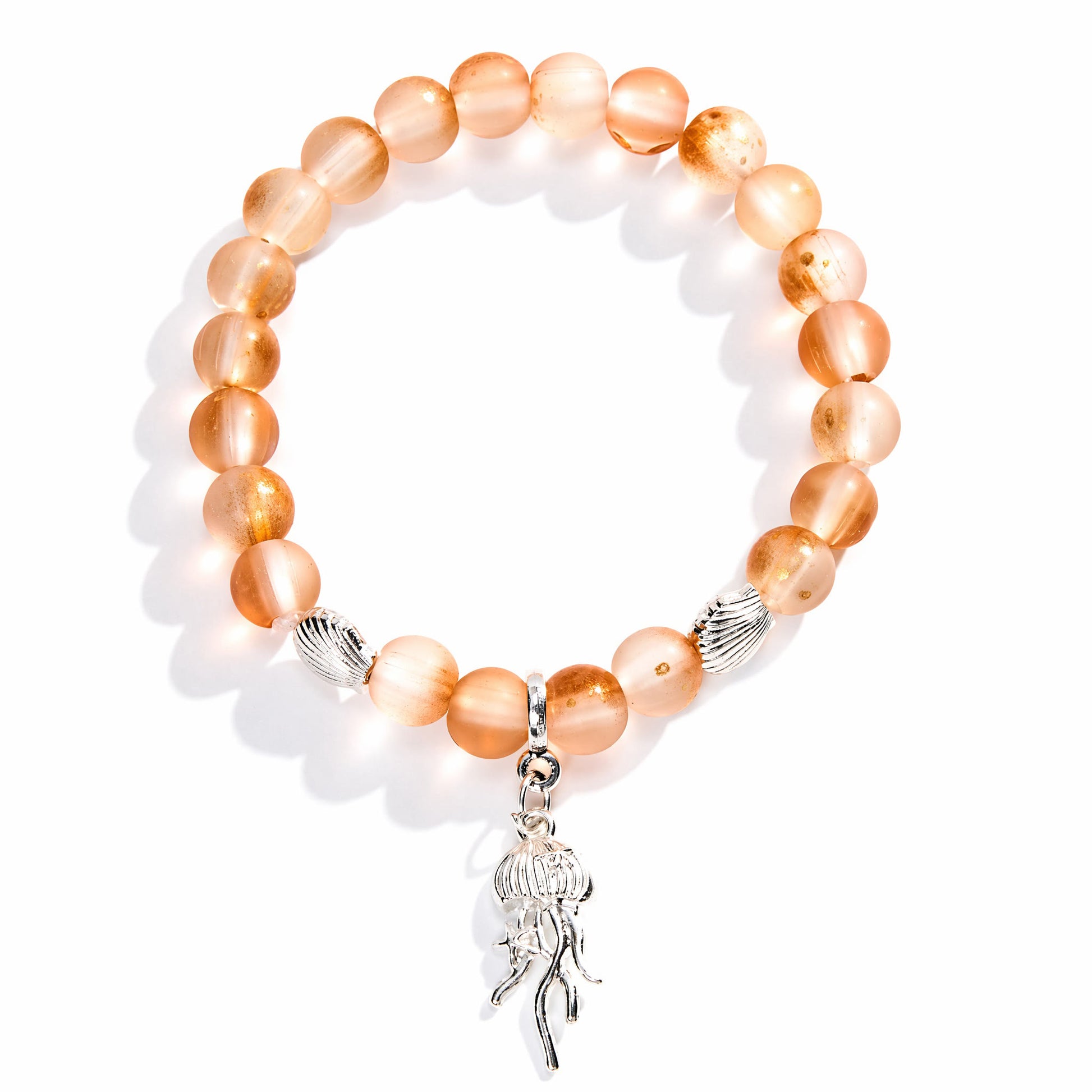 Ocean Cleanup Protect Marine Life Jellyfish Bracelet – Recycled 8mm Frosted Gold-Speckled Glass Beads - image 10