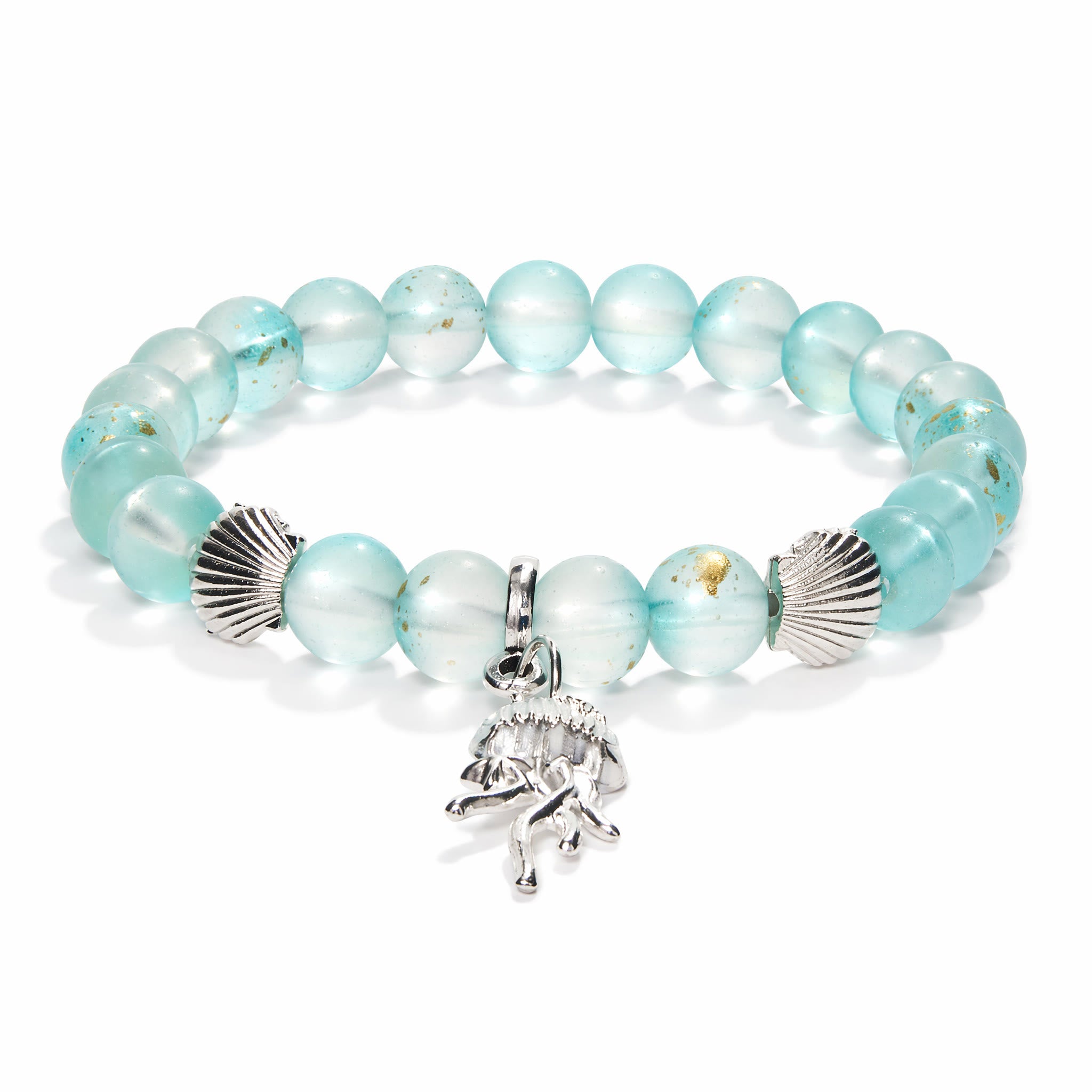 Ocean Cleanup Protect Marine Life Jellyfish Bracelet – Recycled 8mm Frosted Gold-Speckled Glass Beads - image 0