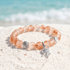 Ocean Cleanup Protect Marine Life Jellyfish Bracelet – Recycled 8mm Frosted Gold-Speckled Glass Beads - Orange - Approx. 6.93"/17.6cm - image 7