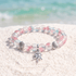 Ocean Cleanup Protect Marine Life Jellyfish Bracelet – Recycled 8mm Frosted Gold-Speckled Glass Beads - Red Blue - Approx. 6.93"/17.6cm - image 14