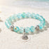 Seashell Charm Bracelet For Marine Conservation - Recycled 8mm Frosted Gold-speckled Glass Beads - Blue - Approx. 6.93"/17.6cm - image 12
