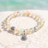 Seashell Charm Bracelet For Marine Conservation - Recycled 8mm Frosted Gold-speckled Glass Beads - Orange Blue - Approx. 6.93"/17.6cm - image 2