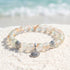 Seashell Charm Bracelet For Marine Conservation - Recycled 8mm Frosted Gold-speckled Glass Beads - image 6