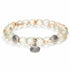 Seashell Charm Bracelet For Marine Conservation - Recycled 8mm Frosted Gold-speckled Glass Beads - image 0