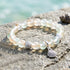 Seashell Charm Bracelet For Marine Conservation- Recycled 8mm Frosted Gold-speckled Glass Beads - image 5