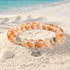 Seashell Charm Bracelet For Marine Conservation - Recycled 8mm Frosted Gold-speckled Glass Beads - Orange - Approx. 6.93"/17.6cm - image 8