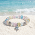 Rainbow Guardians of The Jellyfish Bracelet – Recycled 8mm Glass Beads To Save The Ocean - Rainbow - Approx. 6.93"/17.6cm - image 2