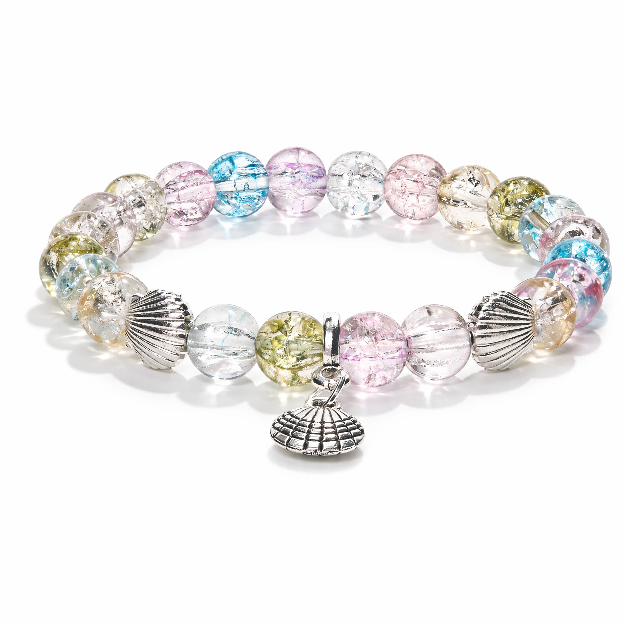 Rainbow Seashell Bracelet - Recycled 8mm Glass Beads | Ocean Cleanup Bracelet for Marine Conservation - image 0