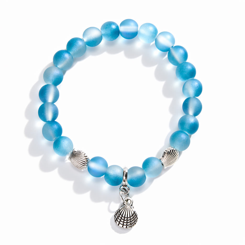 Marine Animal Protection Seashell Charm Bracelet – Recycled 8mm Glass Beads Made From Ocean Waste - image 6