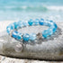 Marine Animal Protection Seashell Charm Bracelet – Recycled 8mm Glass Beads Made From Ocean Waste - Blue - Approx. 6.93"/17.6cm - image 2