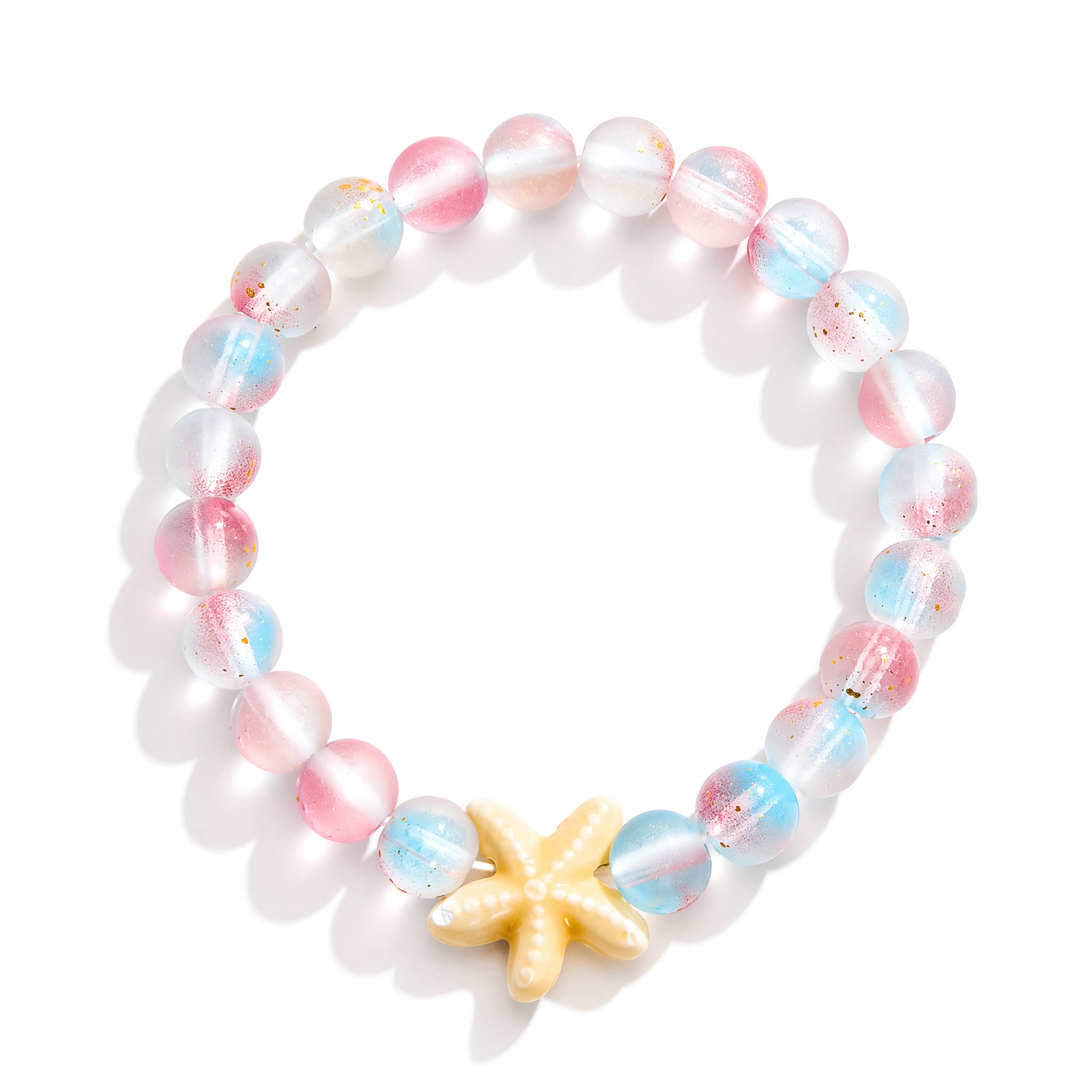 Support Clean Ocean Project Starfish Bracelet - Recycled 8mm Frosted Gold-Speckled Glass Beads - image 11
