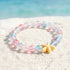 Support Clean Ocean Project Starfish Bracelet - Recycled 8mm Frosted Gold-Speckled Glass Beads - Red Blue - Approx. 6.93"/17.6cm - image 10