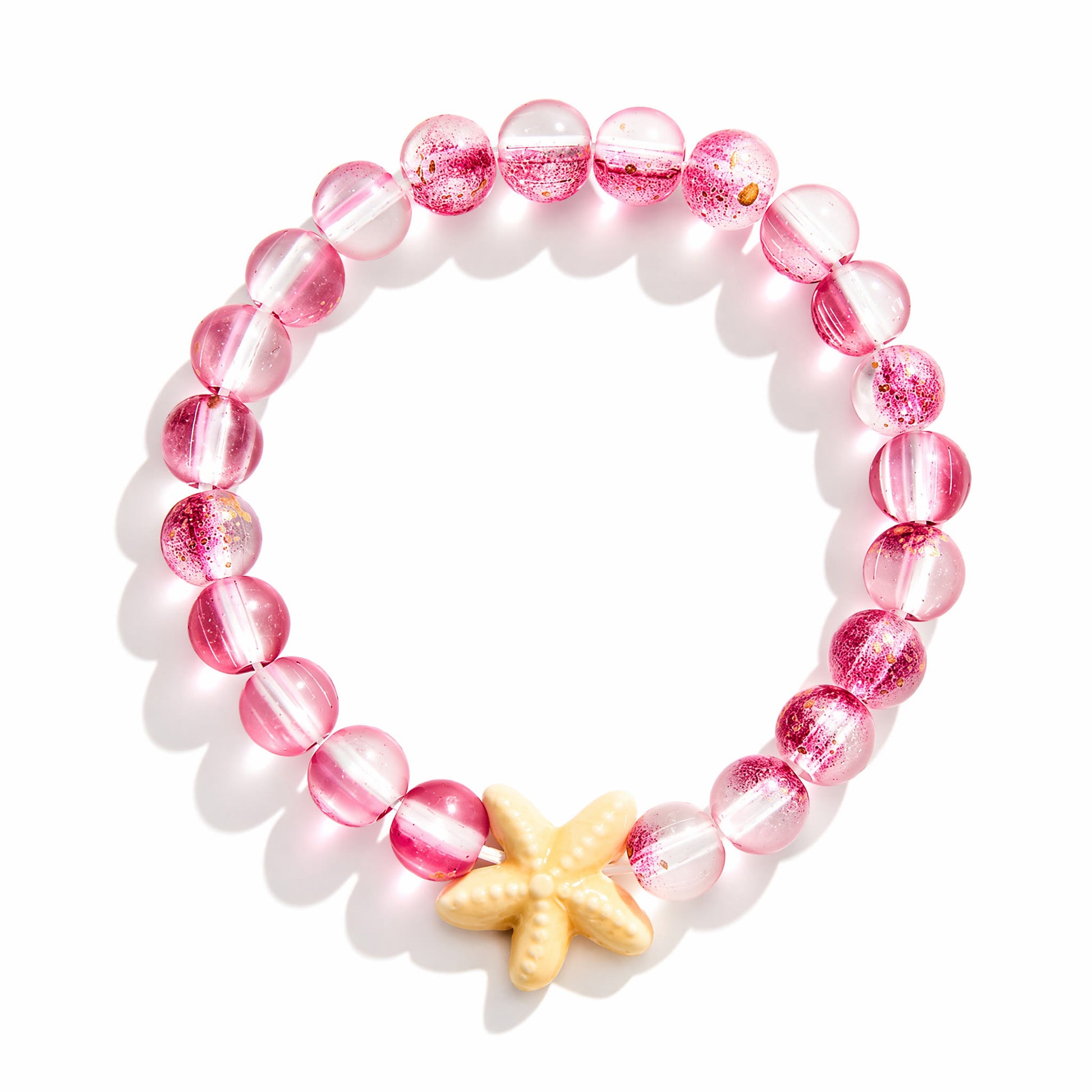 Support Clean Ocean Project Starfish Bracelet - Recycled 8mm Frosted Gold-Speckled Glass Beads - image 9