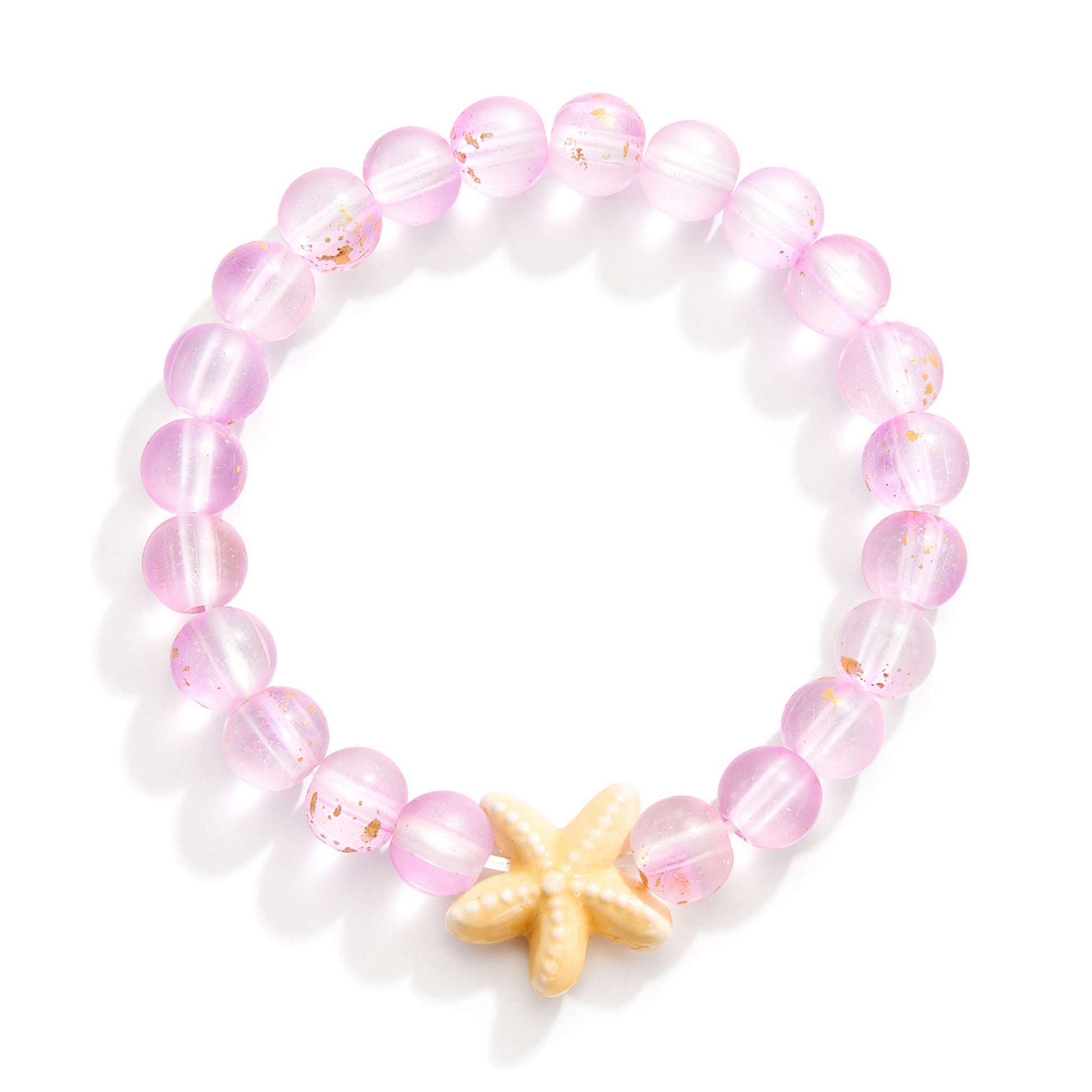Support Clean Ocean Project Starfish Bracelet - Recycled 8mm Frosted Gold-Speckled Glass Beads - image 15