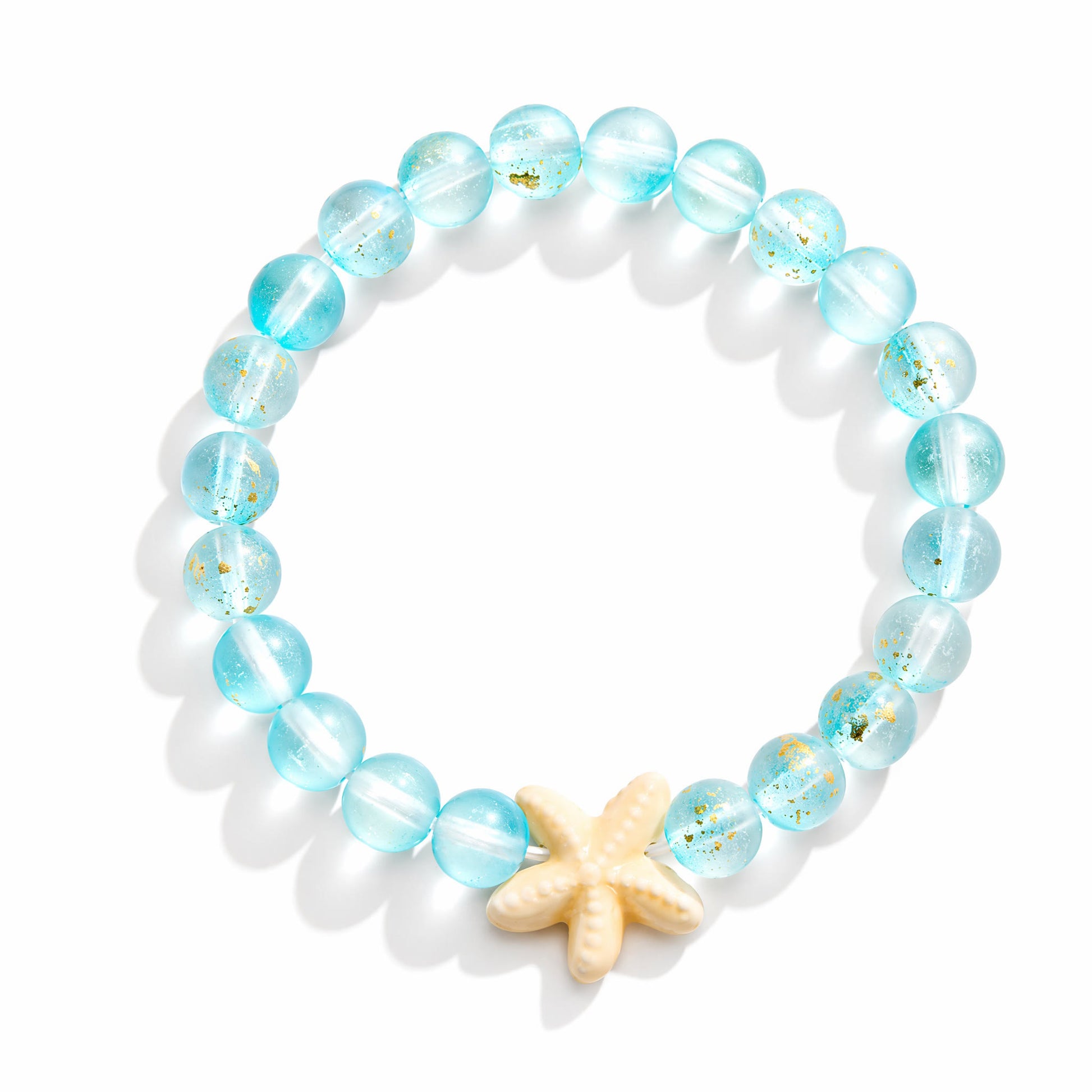 Support Clean Ocean Project Starfish Bracelet - Recycled 8mm Frosted Gold-Speckled Glass Beads - image 13