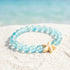 Support Clean Ocean Project Starfish Bracelet - Recycled 8mm Frosted Gold-Speckled Glass Beads - Blue - Approx. 6.93"/17.6cm - image 12