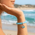 Save The Whales Conservation Bracelet - Blue Crackle Recycled 8mm Frosted Gold-Speckled Glass Beads - image 1