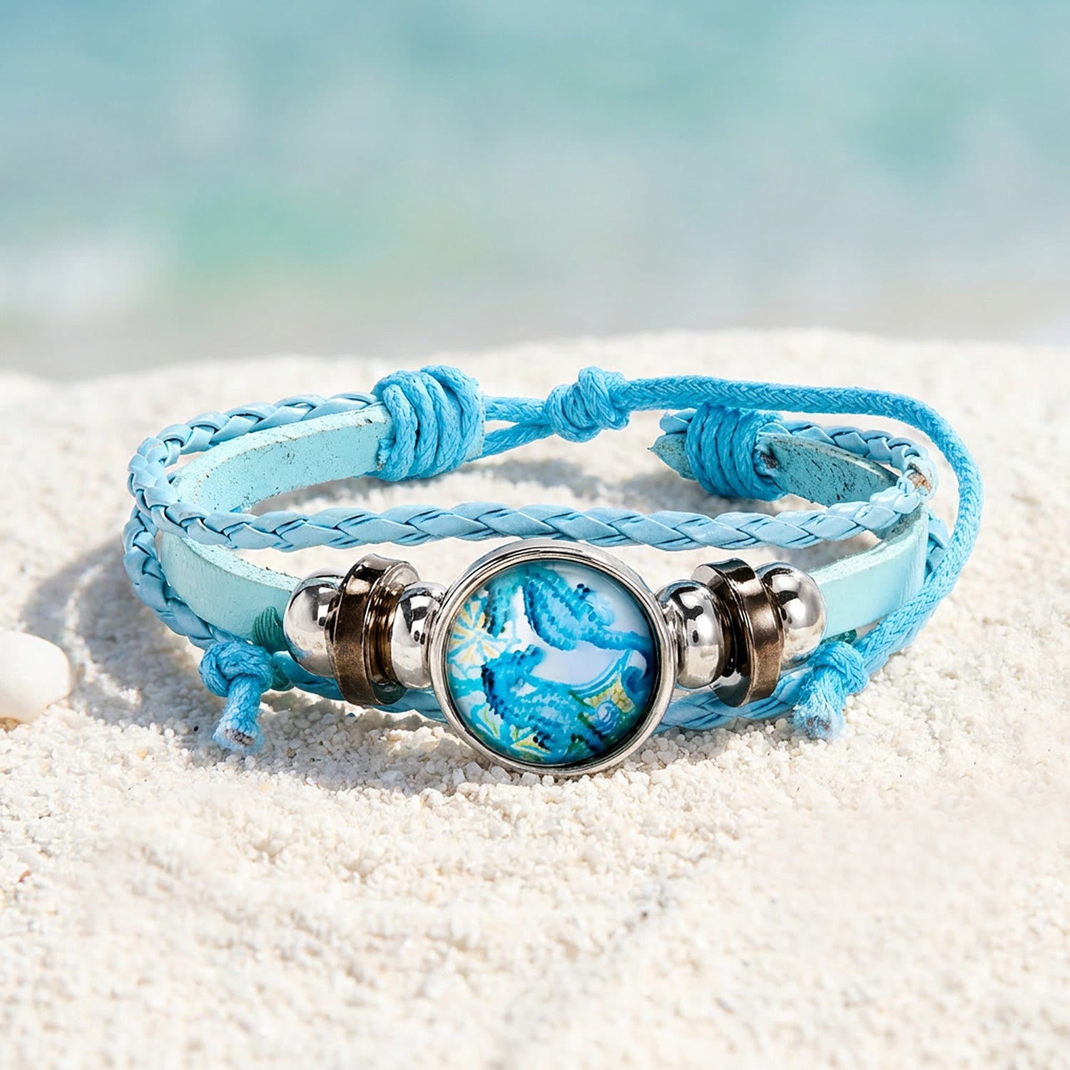 Seahorse Bracelet - Ocean Conservation Bracelet | Save The Seahorses & Protect Marine Life - Blue - 6.69"+1.97"/17+5cm - image 2