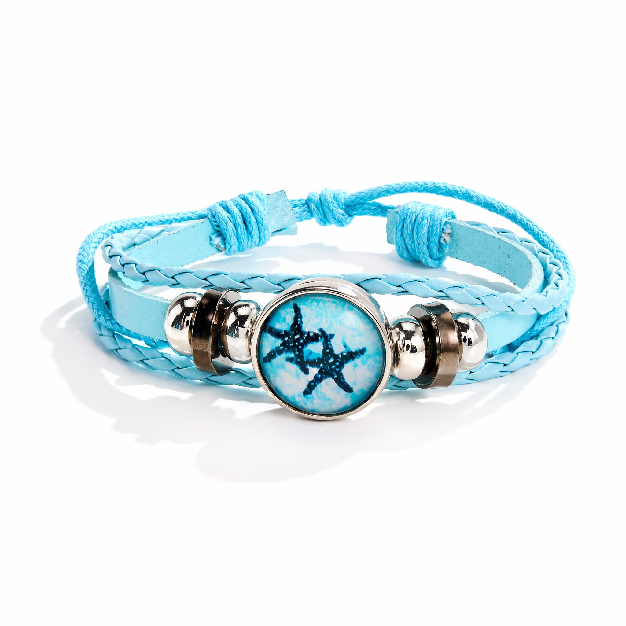 Save The Ocean Recycled Braided Leather Starfish Bracelet | Protect Marine Animals - image 0