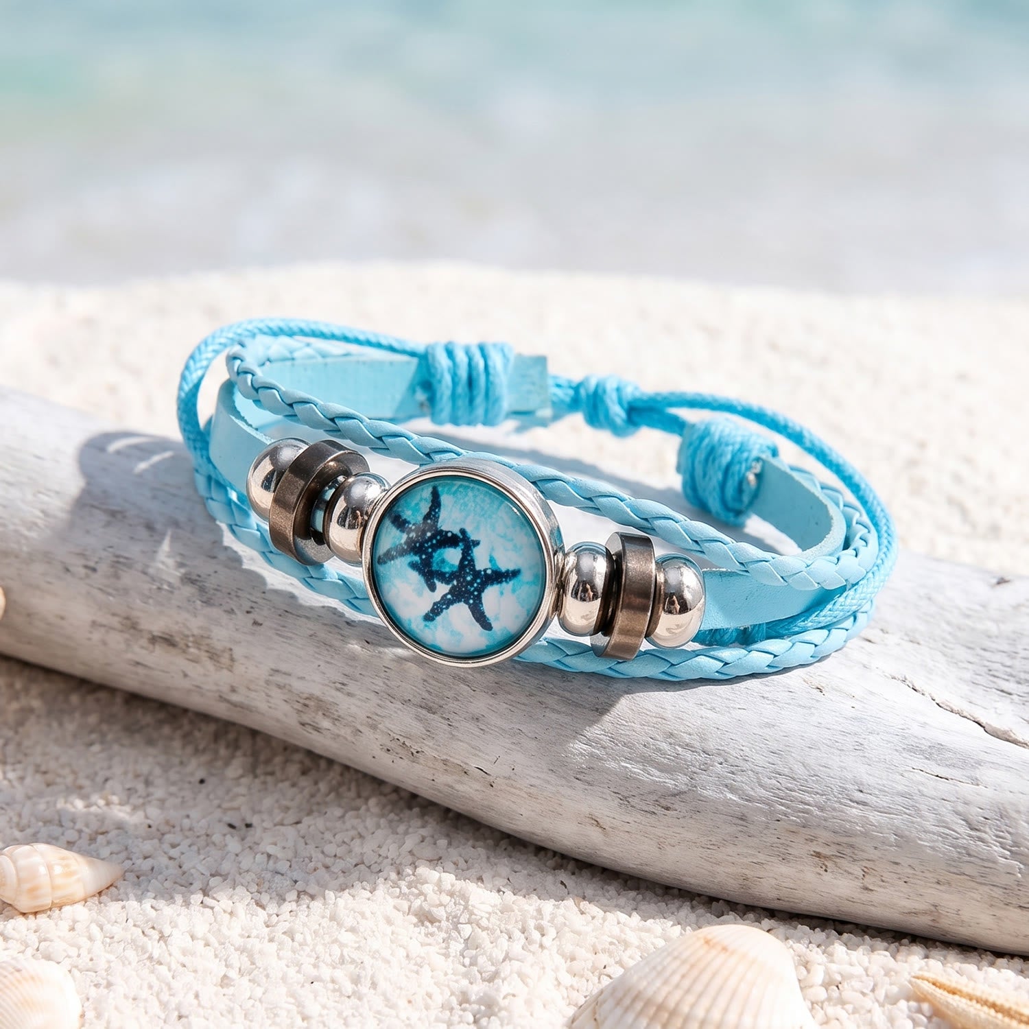Save The Ocean Recycled Braided Leather Starfish Bracelet | Protect Marine Animals - image 5