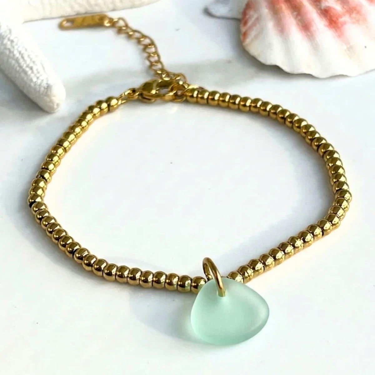 Mermaid Soul Sister Aqua Blue Sea Glass Bracelet - Aqua - Style #2 - image 4