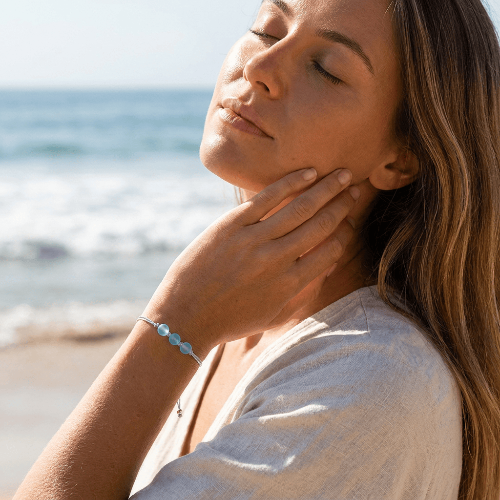 3 Wishes For The Ocean Guardian Braided Bracelet - Recycled Sea Glass Made From Ocean Waste - image 1