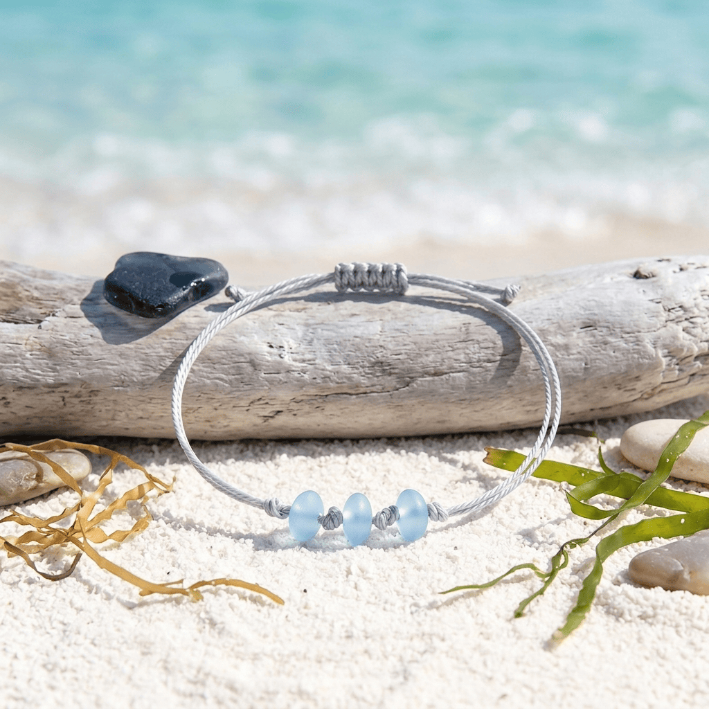 The Ocean Trinity Braided Bracelet - Recycled Sea Glass Beads For Saving Marine Animals - image 6