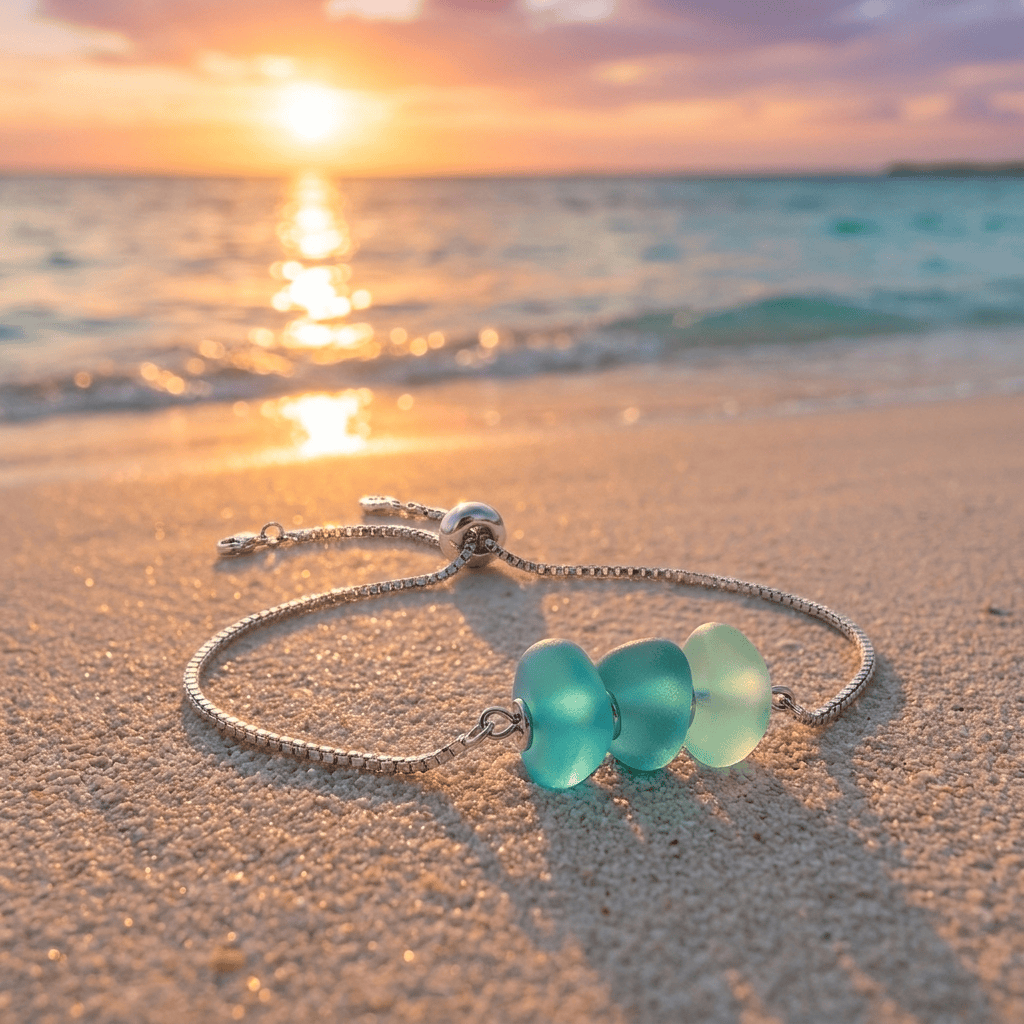 Save The Ocean Triple Bracelet - Recycled Handcrafted Multicolor Sea Glass Beads - image 6