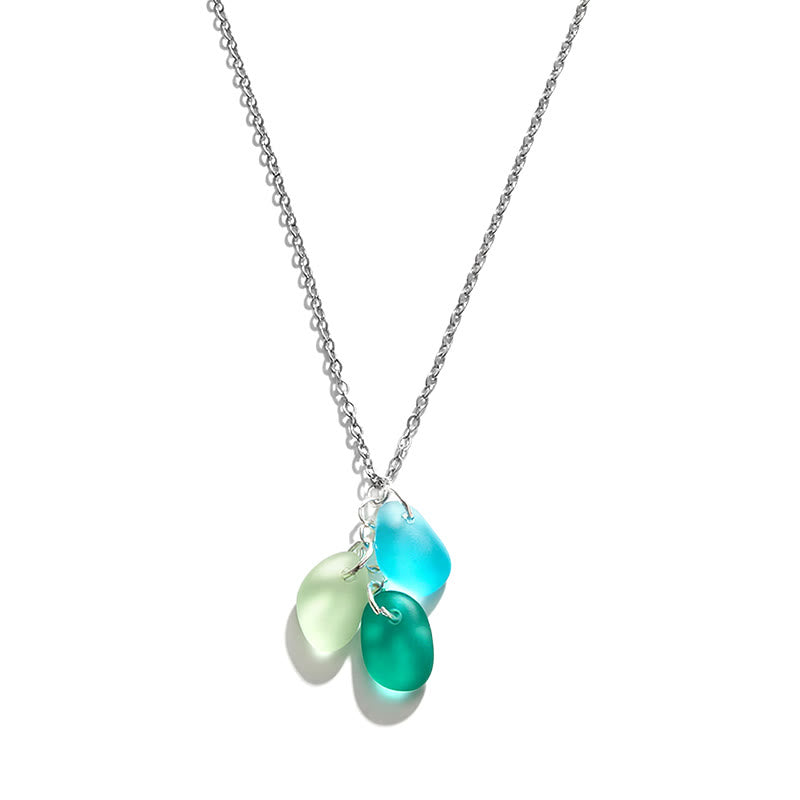 Saves Marine Animals The Ocean Tears Necklace - Recycled Triple Frosted Sea Glass Drop Pendant - image 7