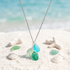 Saves Marine Animals The Ocean Tears Necklace - Recycled Triple Frosted Sea Glass Drop Pendant - Blue Green - 19.7inch / 50cm - image 6