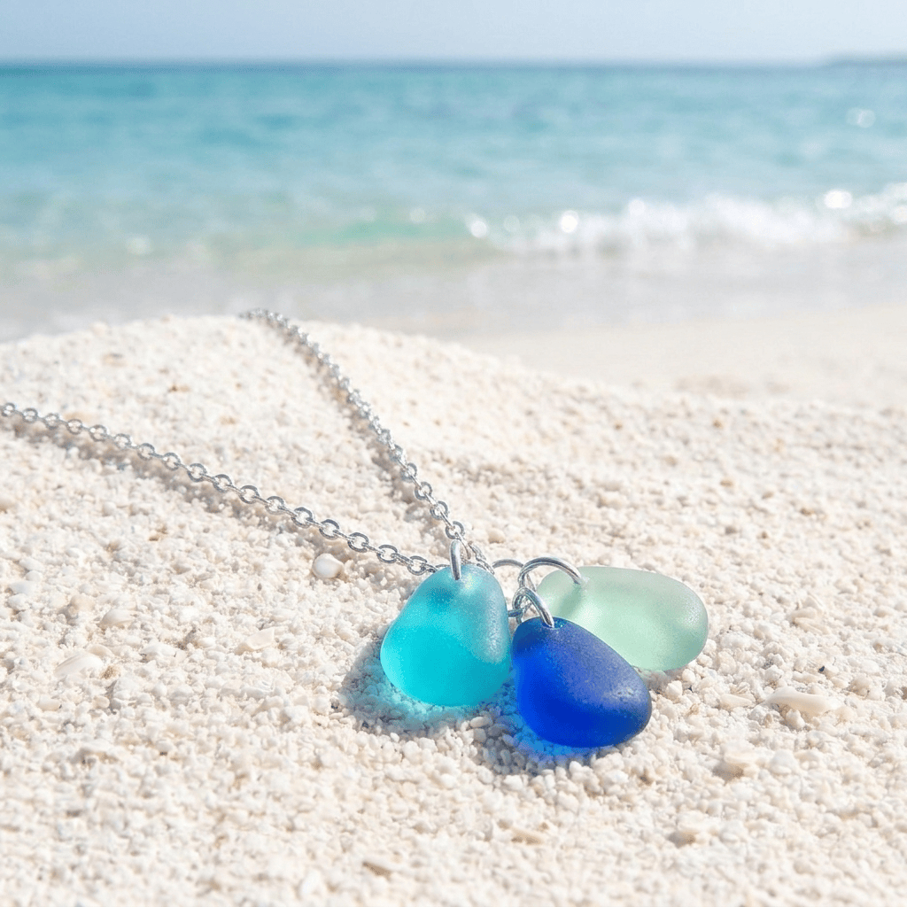 Saves Marine Animals The Ocean Tears Necklace - Recycled Triple Frosted Sea Glass Drop Pendant - image 2