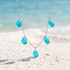 Supports Sea Rescue Ocean Goddess Dangle Necklace - Recycled 5 Teardrop Frosted Sea Glass Charms - Blue - 19.7inch / 50cm - image 0