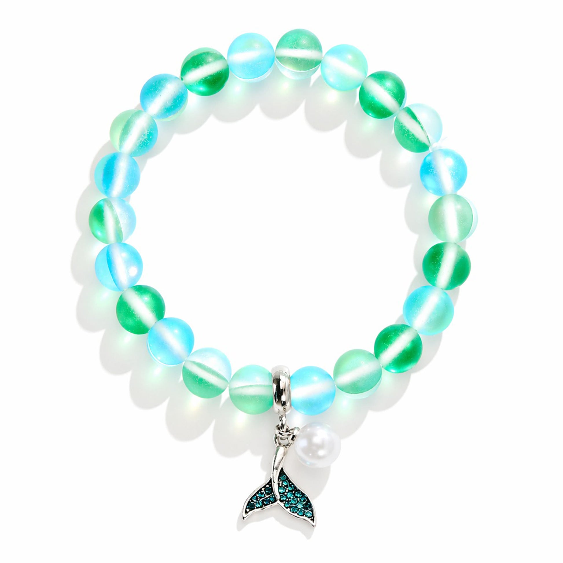 Save The Ocean Whale Bracelet - Recycled 8mm Frosted Sea Glass Beads With Whale Tail Charm - image 15