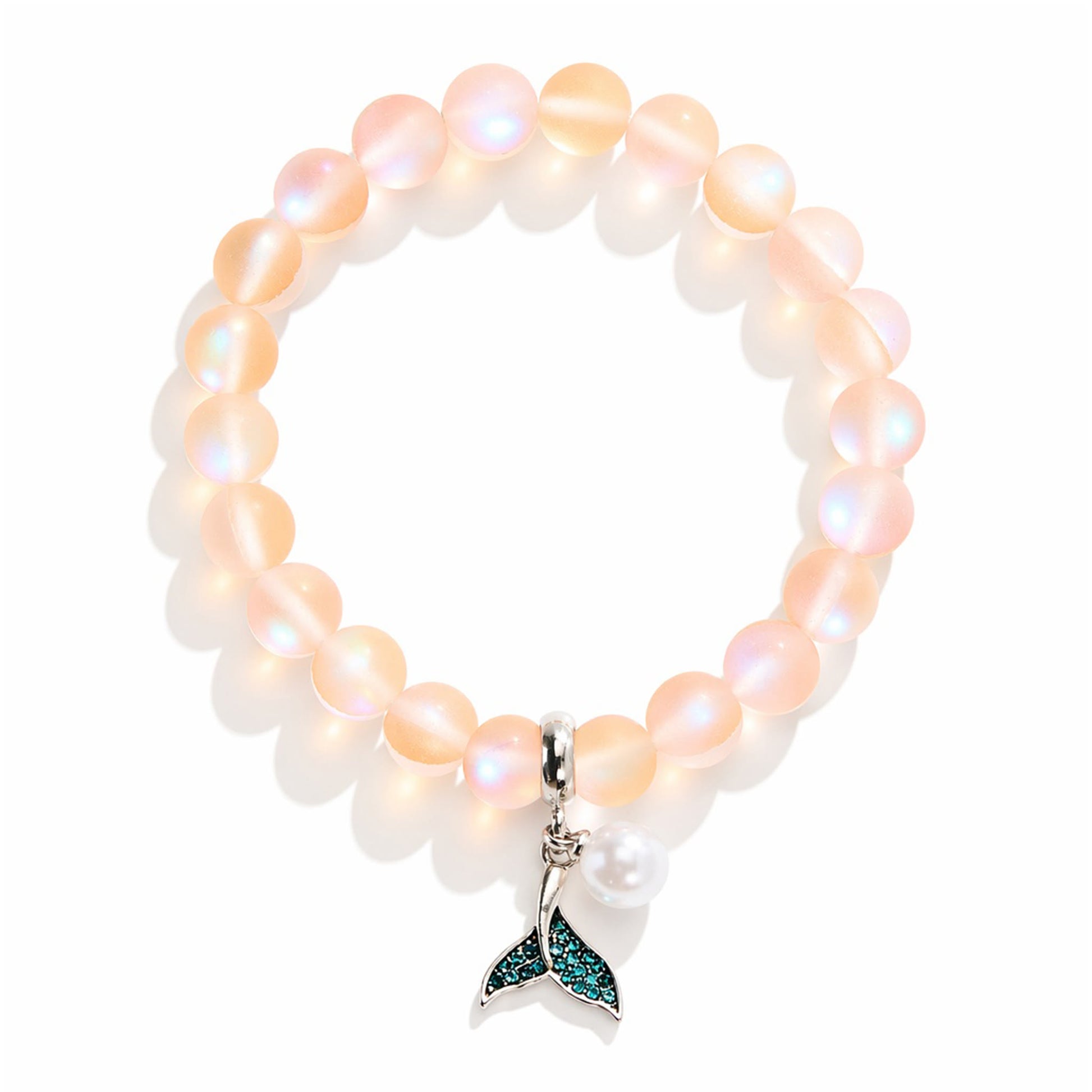 Save The Ocean Whale Bracelet - Recycled 8mm Frosted Sea Glass Beads With Whale Tail Charm - image 18