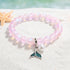 Save The Ocean Whale Bracelet - Recycled 8mm Frosted Sea Glass Beads With Whale Tail Charm - Light Pink - Approx. 6.93"/17.6cm - image 19