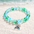 Save The Ocean Whale Bracelet - Recycled 8mm Frosted Sea Glass Beads With Whale Tail Charm - Green - Approx. 6.93"/17.6cm - image 13