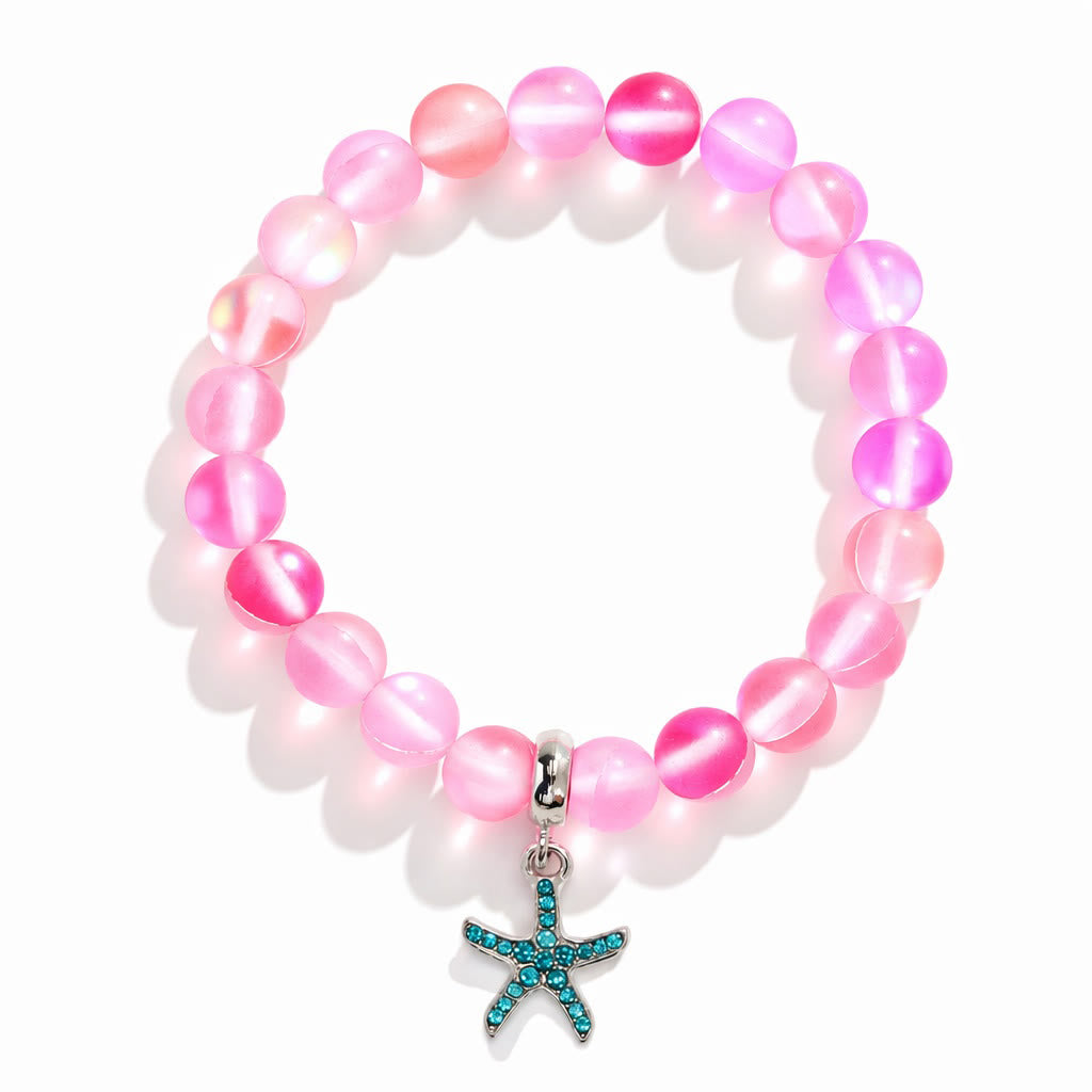 Supports Ocean Conservation Sea Stars Bracelet - Recycled 8mm Frosted Sea Glass Beads With Starfish Charm - image 8