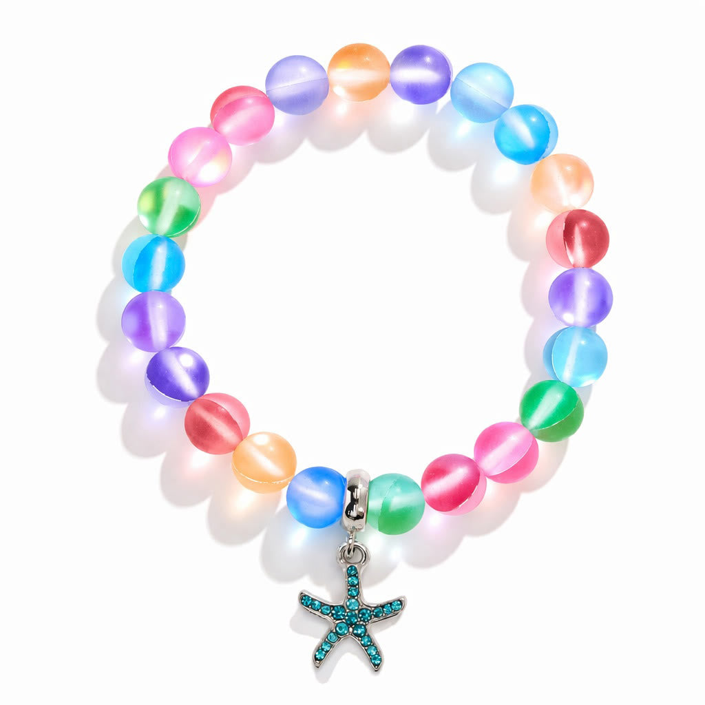 Supports Ocean Conservation Sea Stars Bracelet - Recycled 8mm Frosted Sea Glass Beads With Starfish Charm - image 12