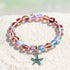 Supports Ocean Conservation Sea Stars Bracelet - Recycled 8mm Frosted Sea Glass Beads With Starfish Charm - Red - Approx. 6.93"/17.6cm - image 25
