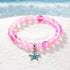 Supports Ocean Conservation Sea Stars Bracelet - Recycled 8mm Frosted Sea Glass Beads With Starfish Charm - Rose Red - Approx. 6.93"/17.6cm - image 7